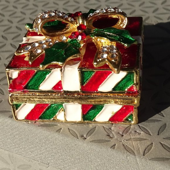 Xmas Mini Present shaped Trinket Box - Picture 4 of 7
